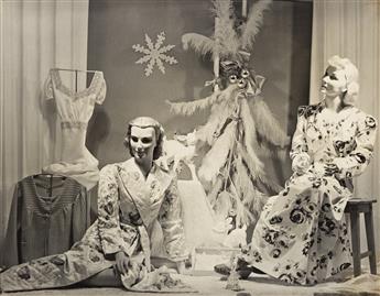 (WINDOW DISPLAYS) A group of 16 photographs of posed, fashionably dressed mannequins, some with seasonal decorations.